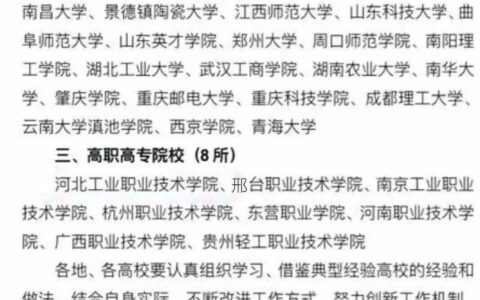 2018年度50所全国创新创业典型经验高校名单