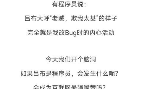 假如吕布是个程序员，笑发财了哈哈哈！！！