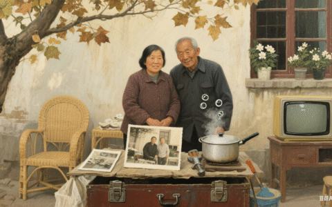巷尾的灯与窗台的花