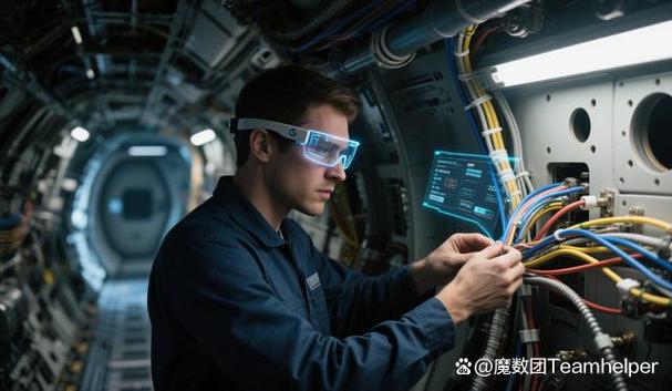 工人佩戴AR眼镜进行航空发动机线束装配