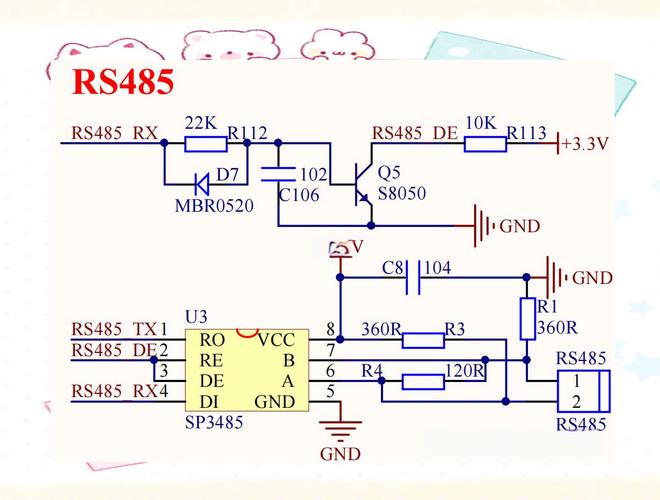 RS-485总线终端电阻和偏置电路原理图