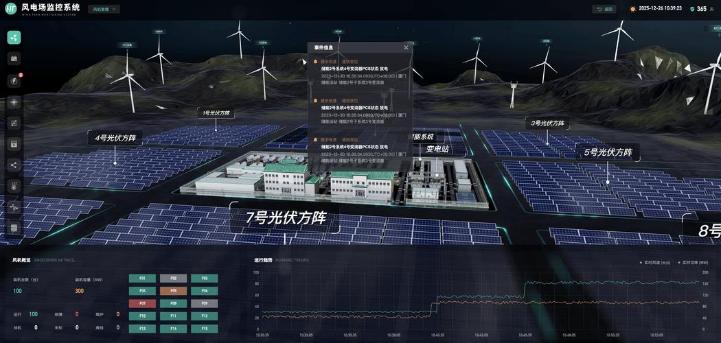 风电场数字孪生监控大屏显示仿真数据