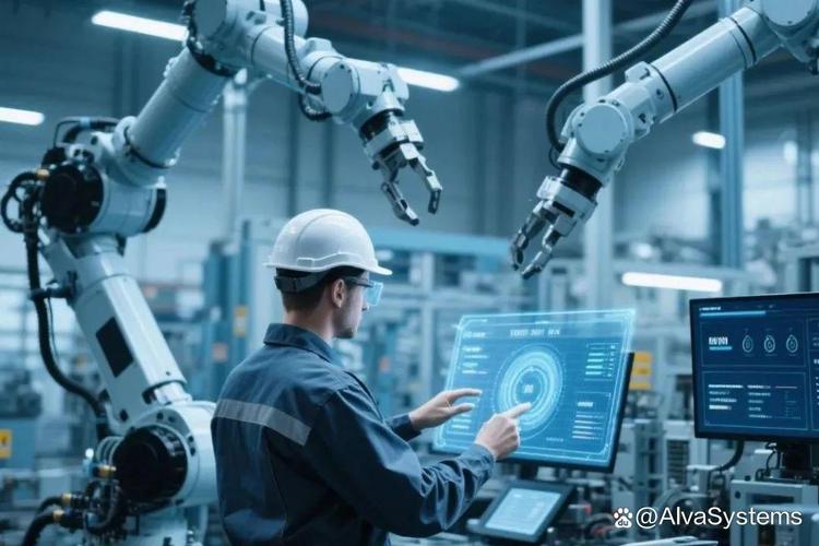 工业5.0未来工厂概念图人与机器协作