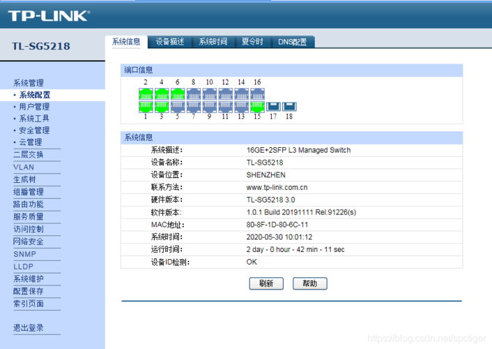 TSN交换机门控列表配置界面截图