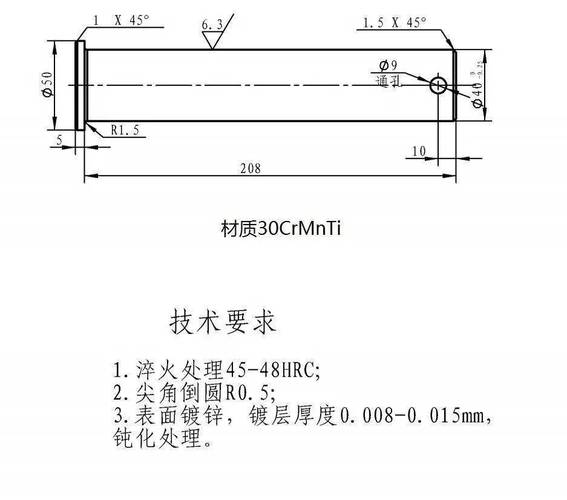 大型销轴感应淬火硬化层分布剖面图