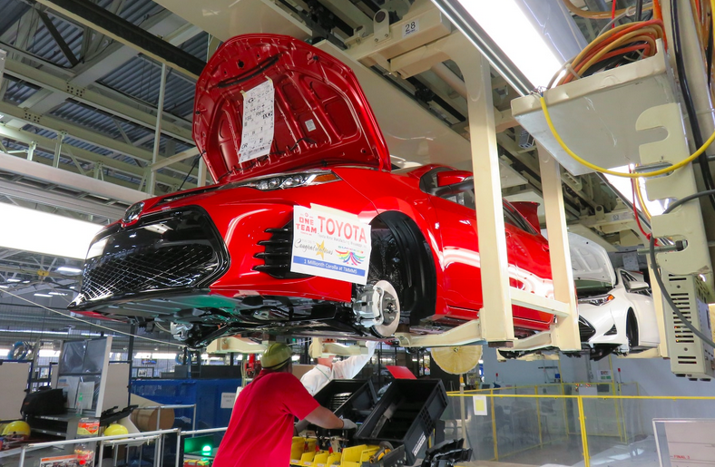 丰田生产车间红色工具定位标识线