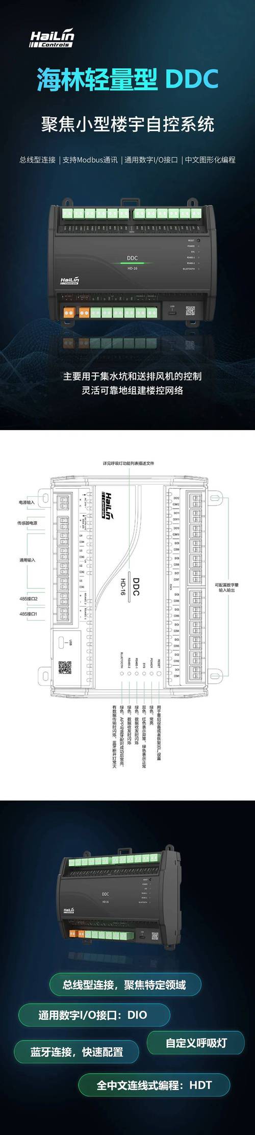 楼宇自控DDC控制器接线端子特写