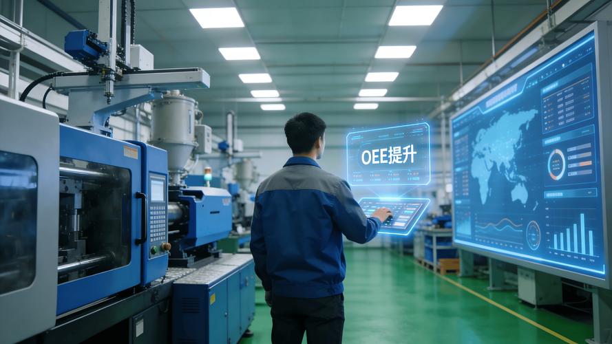 注塑车间工人使用MES终端操作